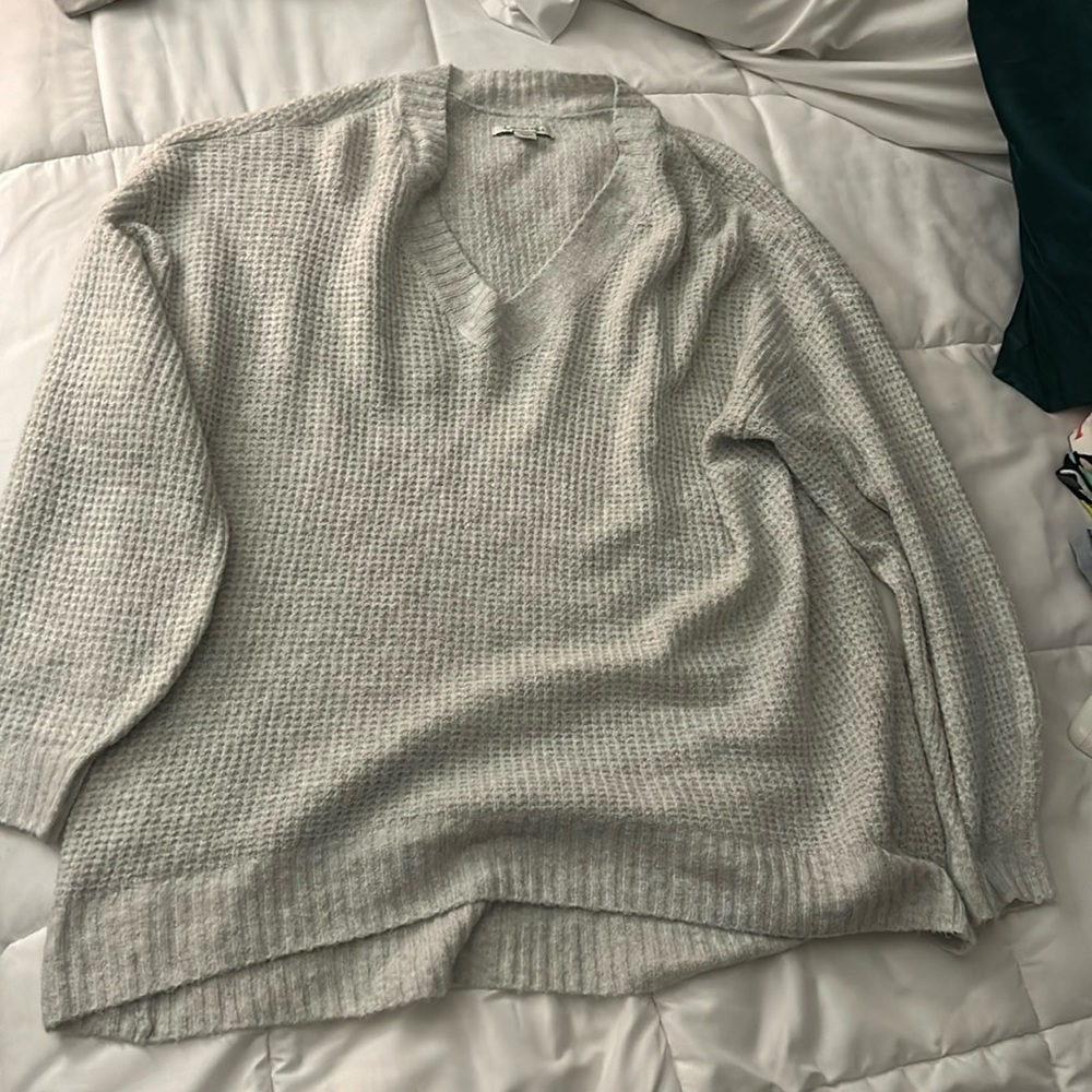 Light light gray borderline white sweater